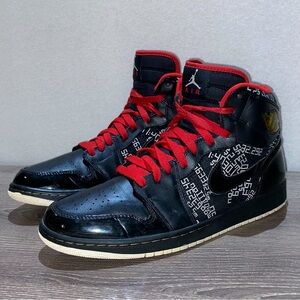 NIKE AIR JORDAN 1 HOF High Retro Black Red Sz 11 No. 371498-012